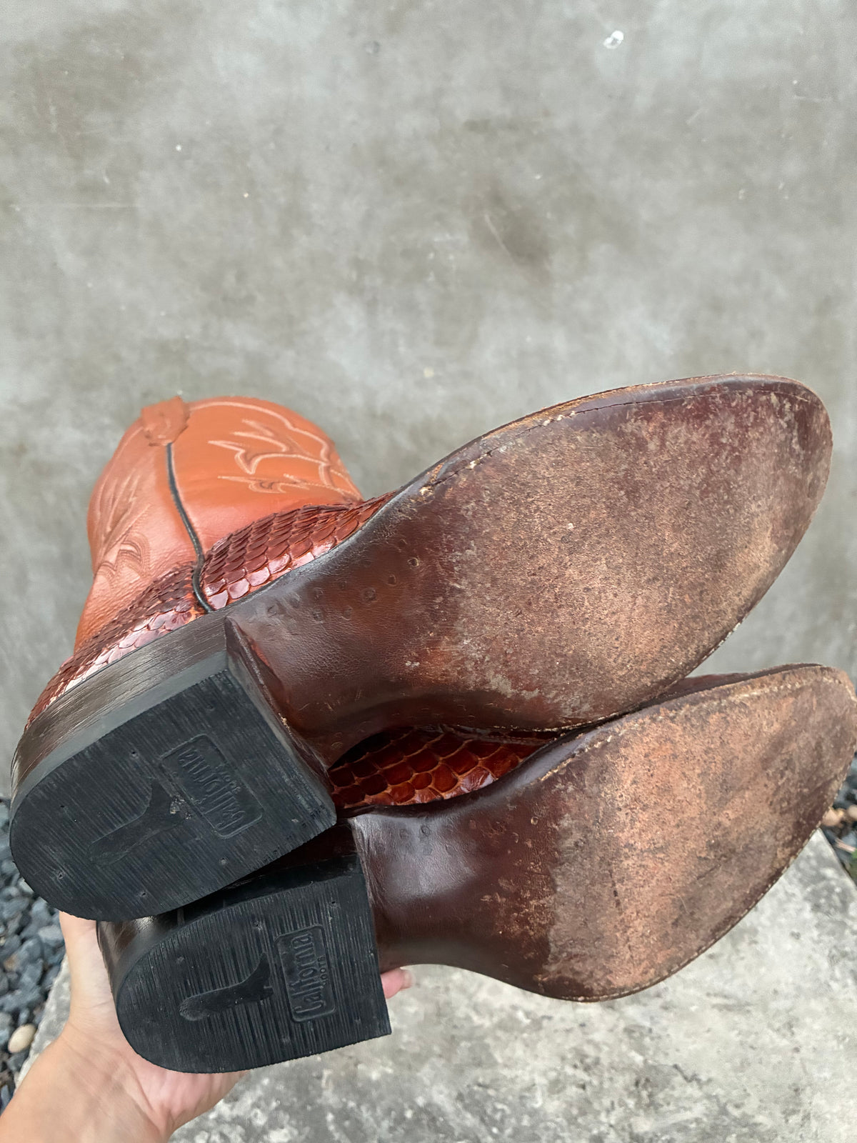 Vintage 1970s California Anaconda Snake Skin Cowboy Boots