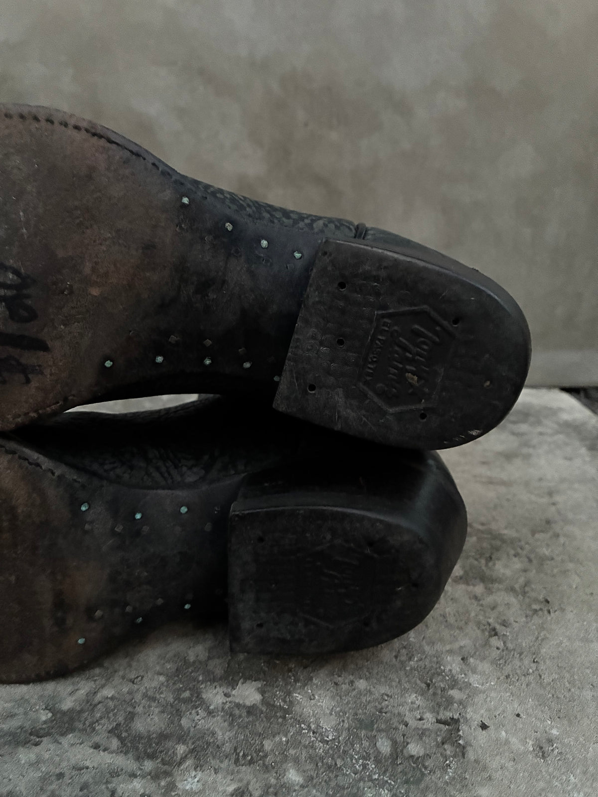 Vintage Tony Lama Black Leather Cowboy Boots