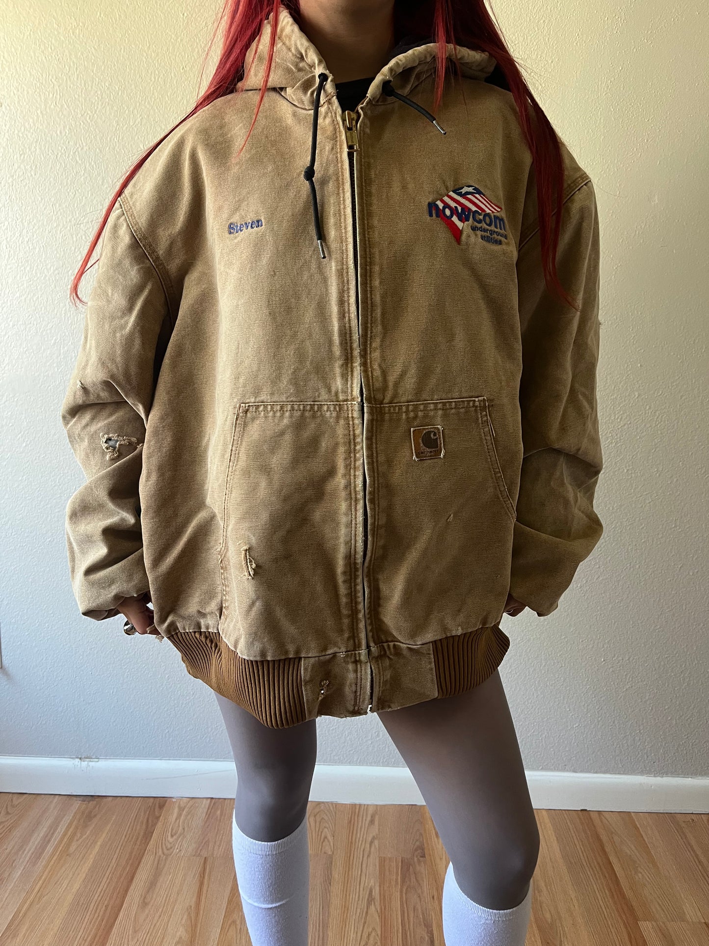 Carhartt Beige Zip Up Work Wear Jacket