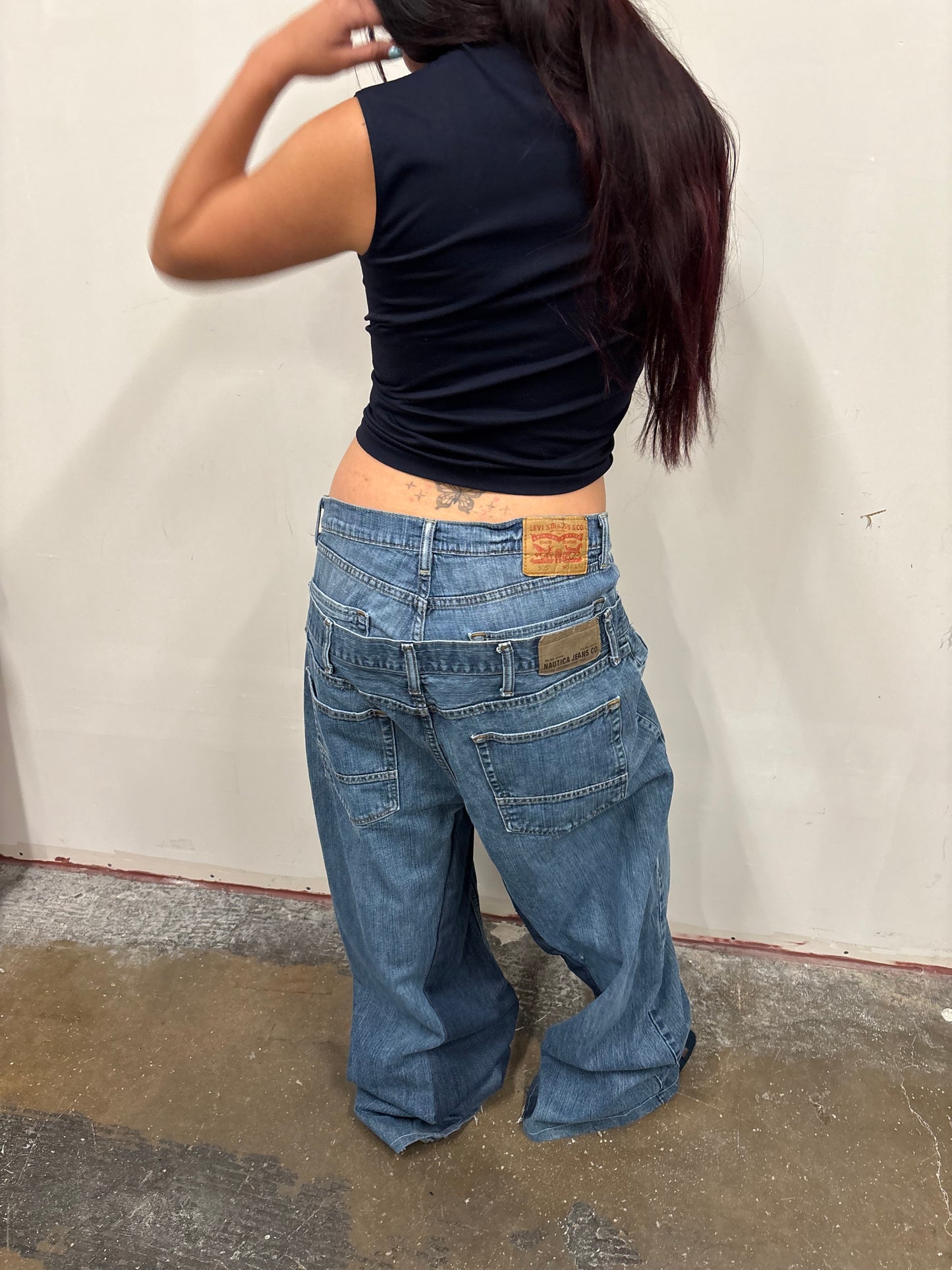 Reworked Double Denim Jeans