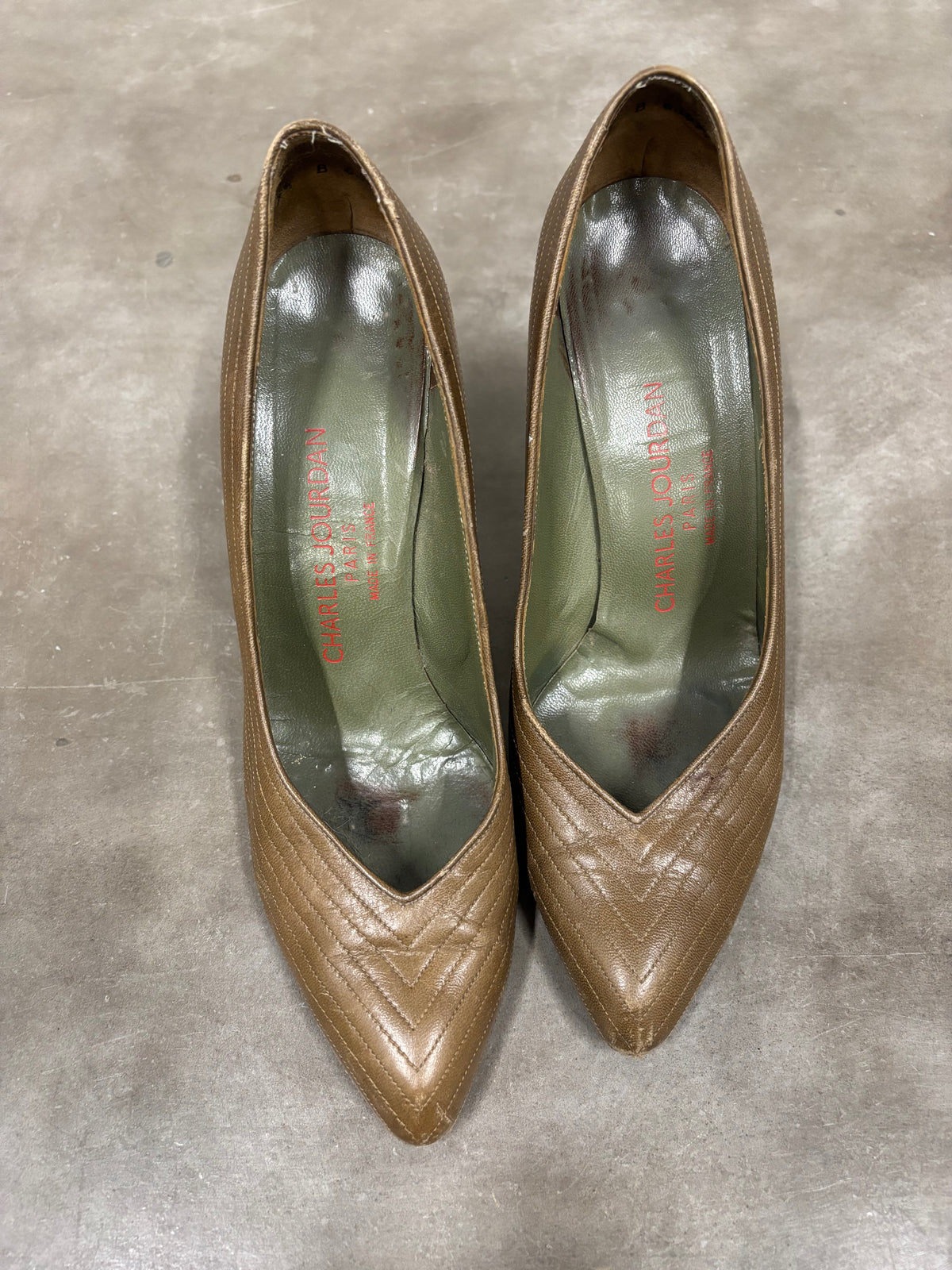 Vintage Green Charles J Kitten Heels