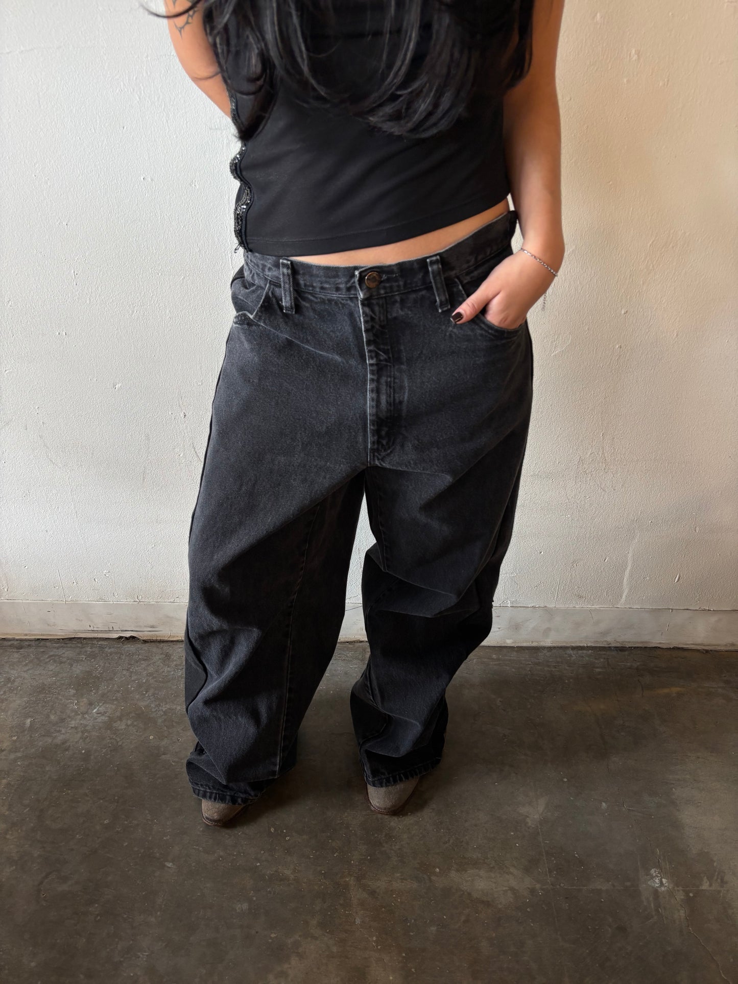 Reworked Black Split Jeans