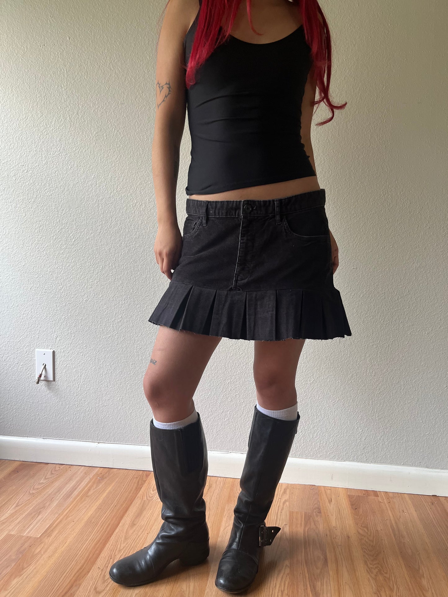 Reconstructed Calvin Klein Pleated Mini Skirt