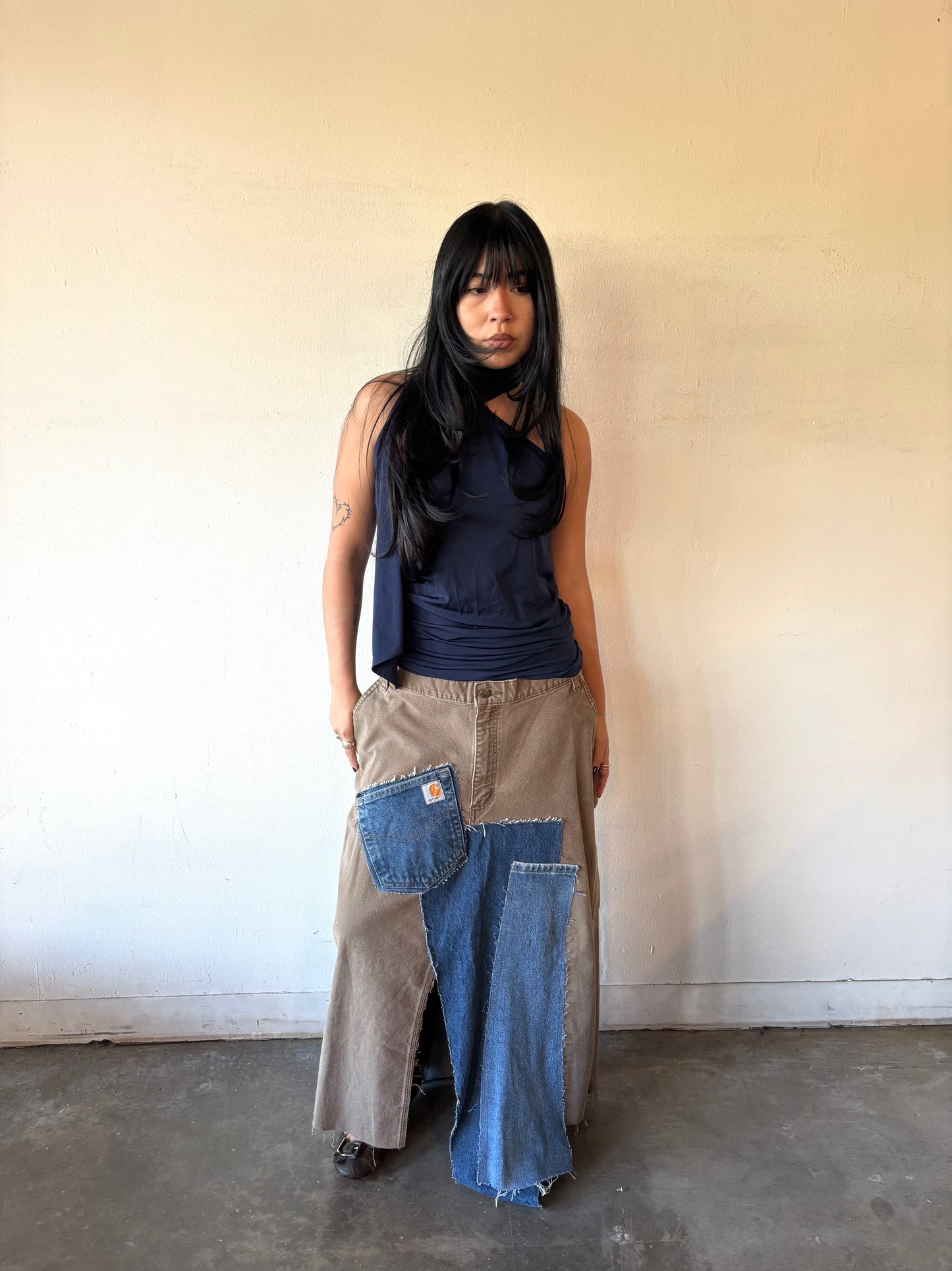 Reworked Carhartt Patchwork Denim Skirt