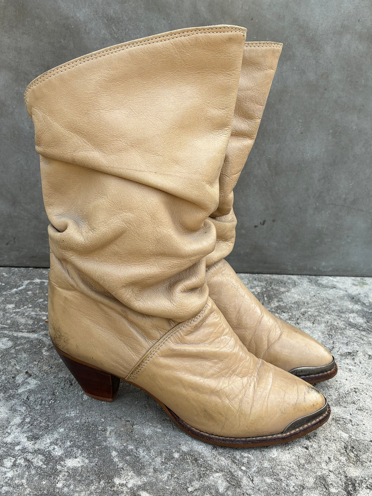 Vintage 1980s Zodiac Metal Toe Ankle Slouchy Boots