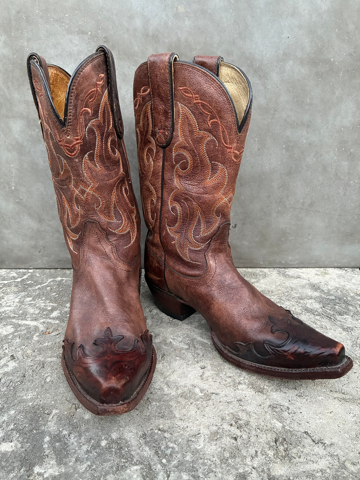 Vintage Brown Tony Lama Leather Cowboy Boots