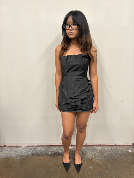 BCBG Black Pleated Mini Dress