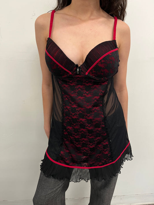 Red & Black Laced Lingerie Dress