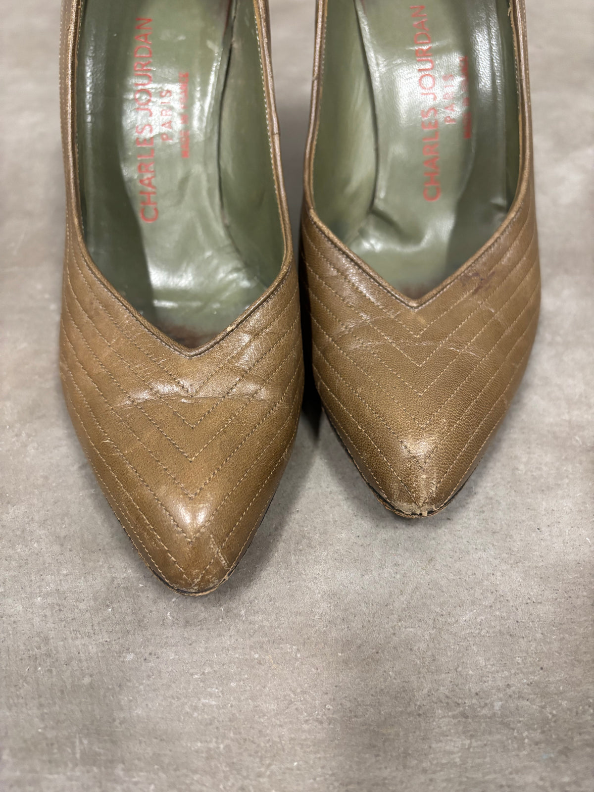 Vintage Green Charles J Kitten Heels