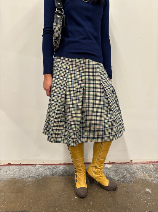 Daks Plaid Pleated Skirt