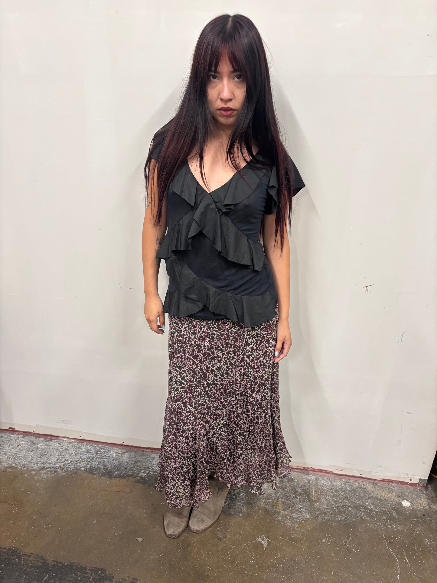 Black Ruffled Top