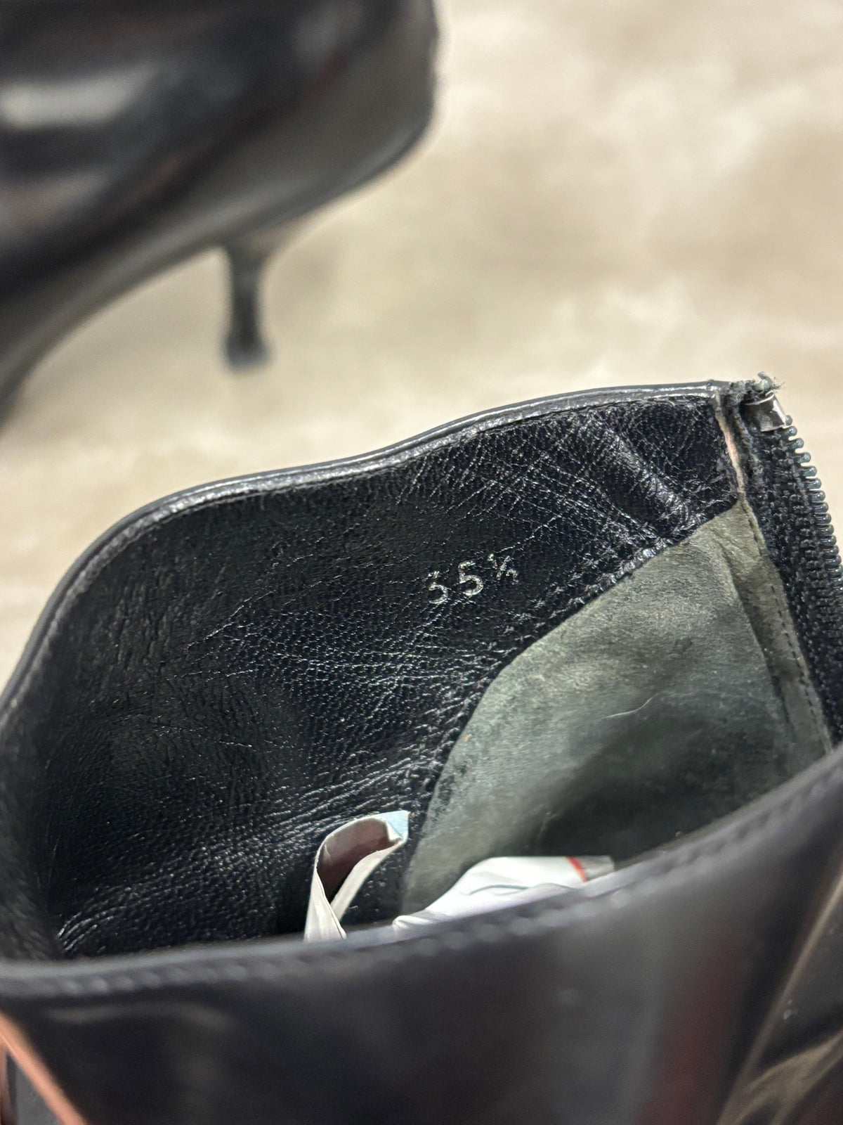Vintage Prada Black Leather Pointed Toe Ankle Boots
