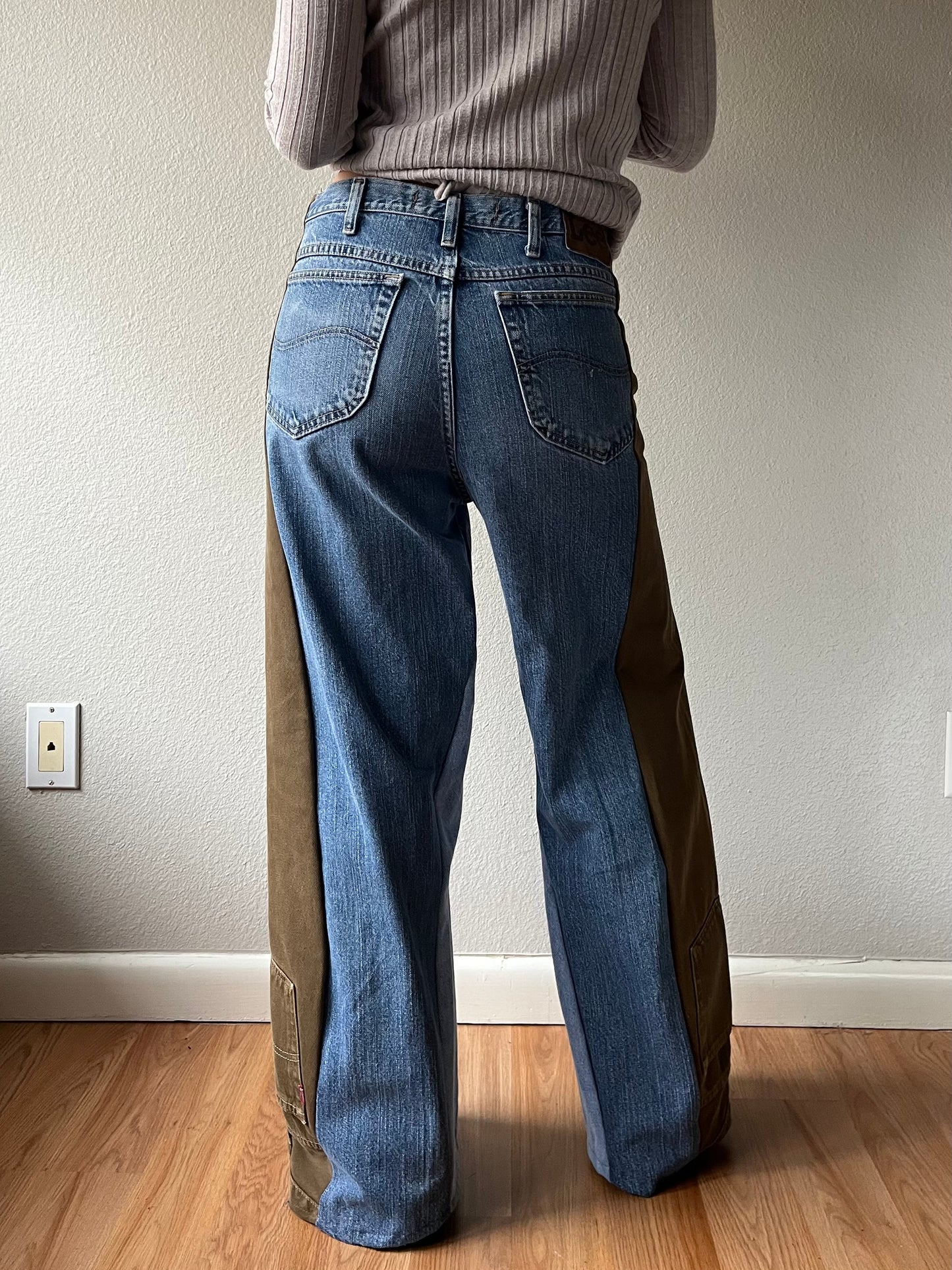 Reconstructed Lee Wide Denim Jeans