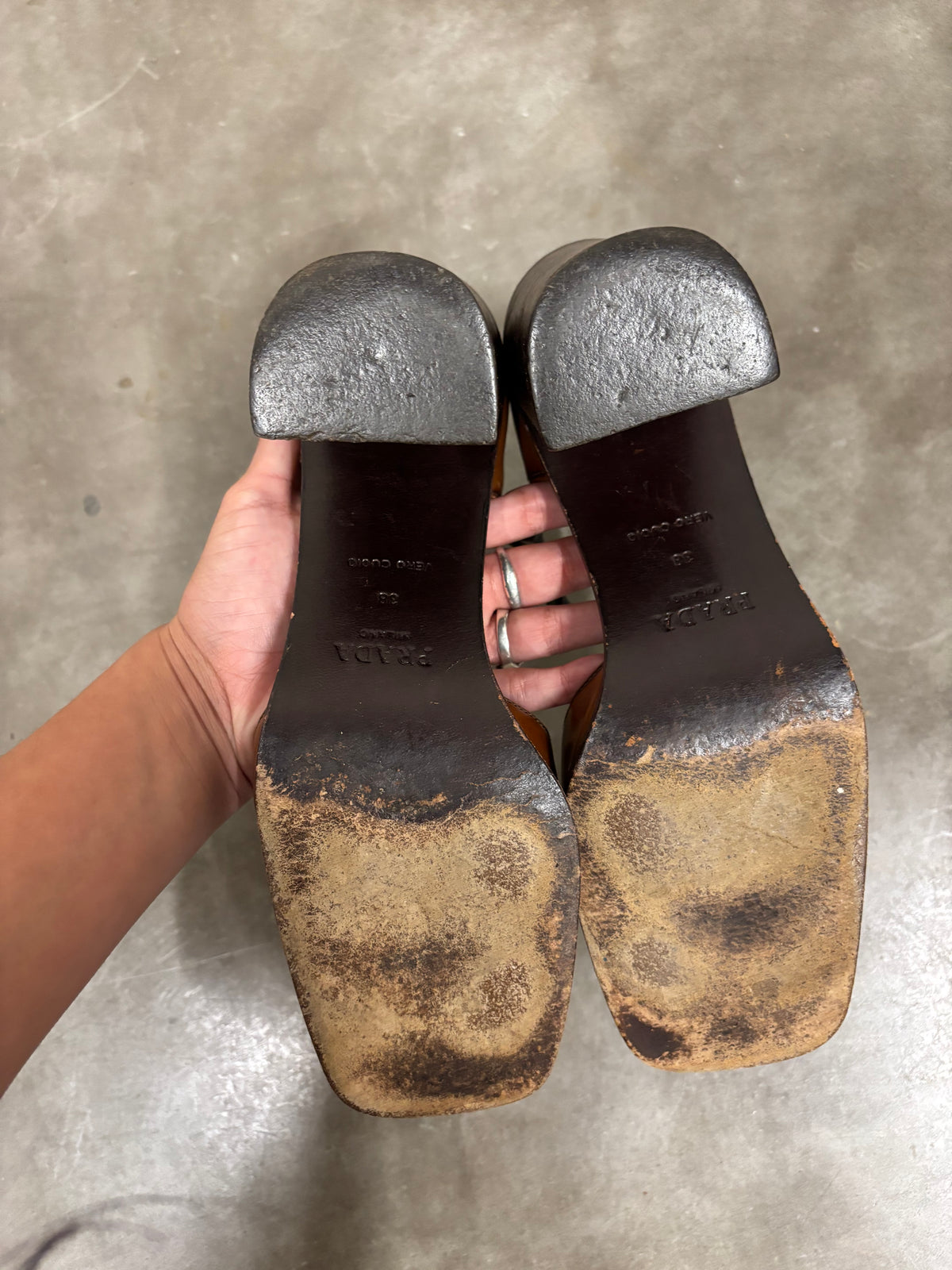 Vintage Prada Brown Leather Mary Jane Heels