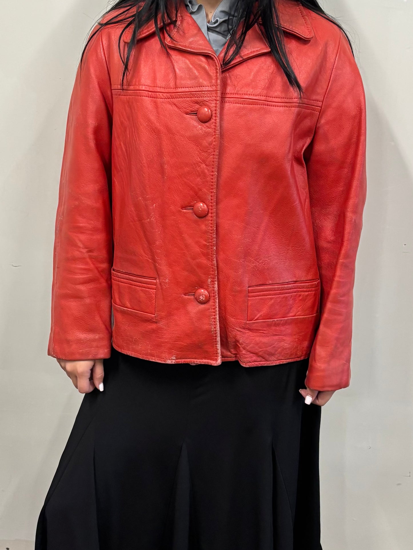 Vintage Red Leather Jacket