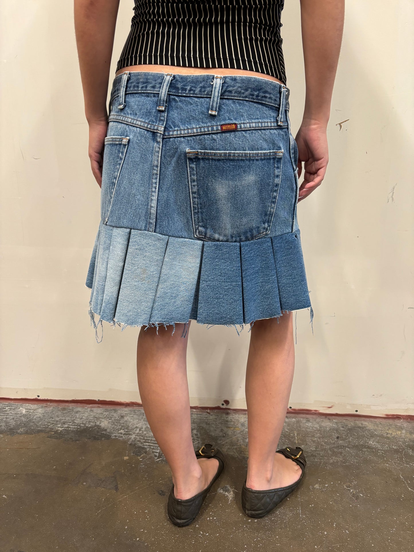 Reworked Double Denim Skirt