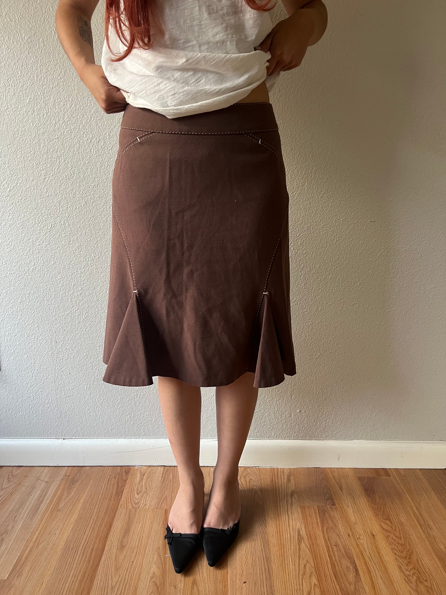 Vintage Brown Midi Skirt