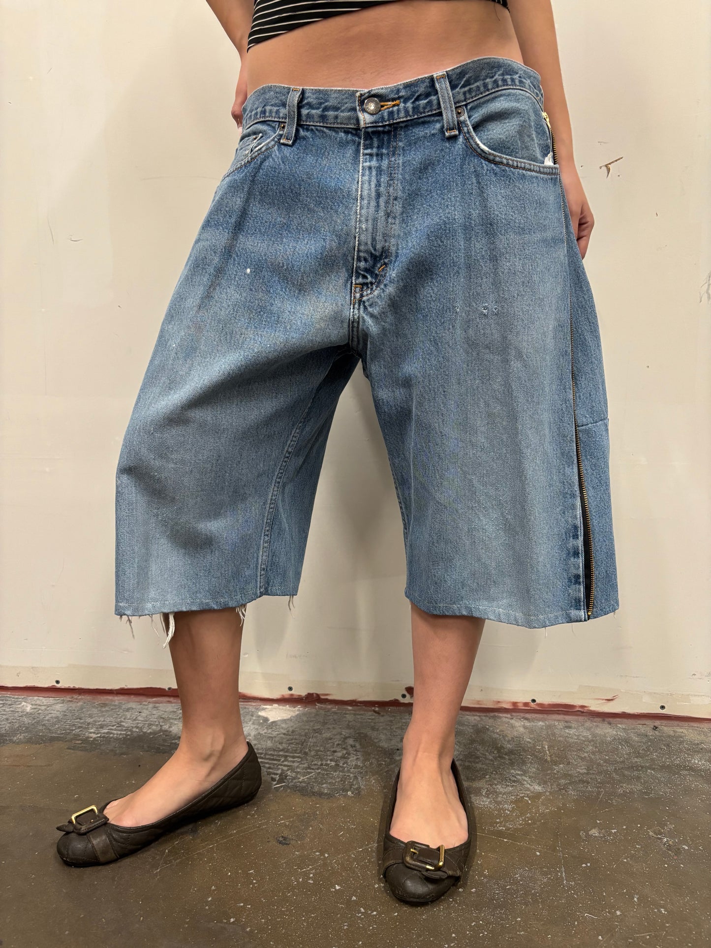 Eddie Bauer Denim Jorts W/ Zipper