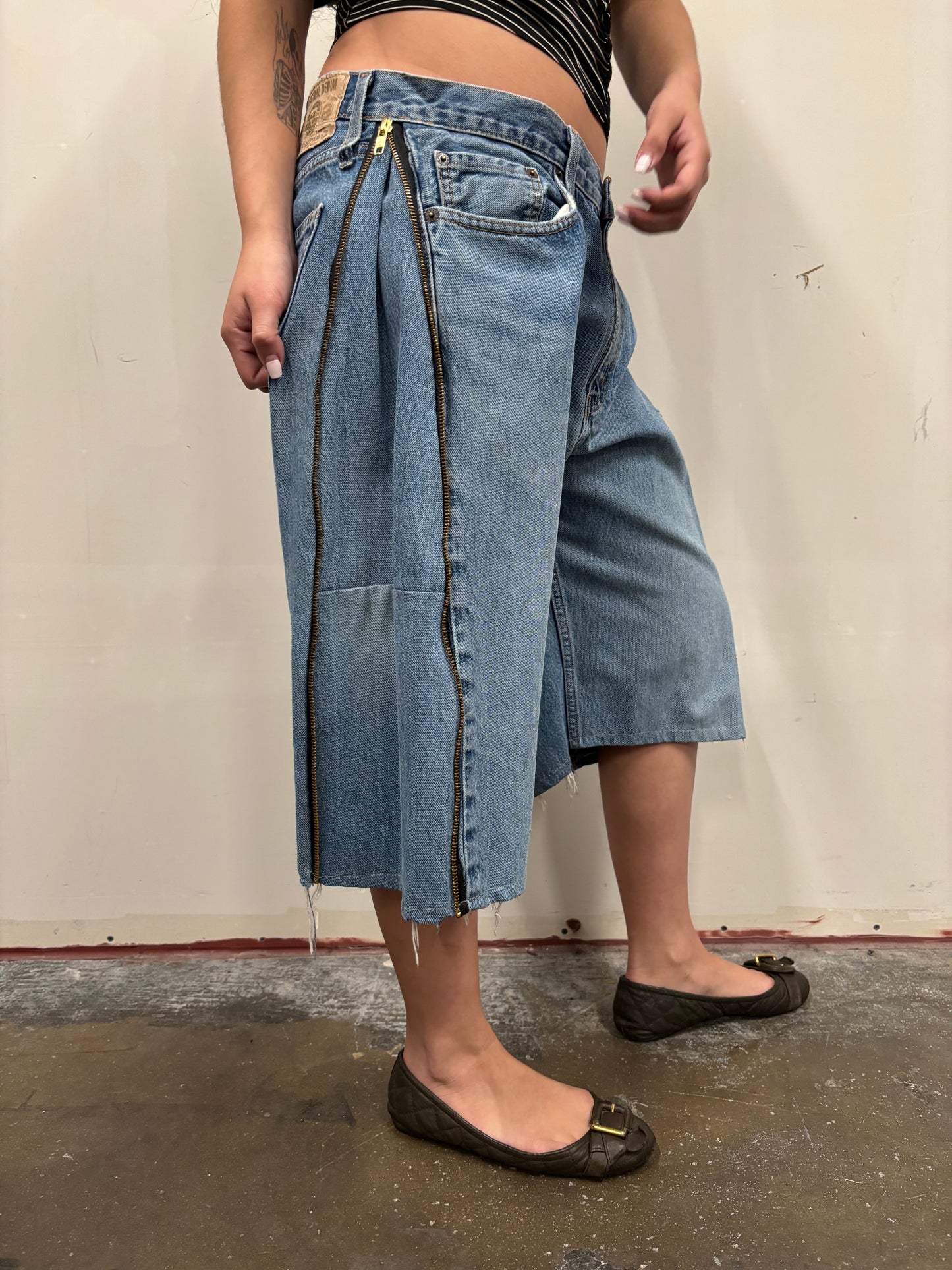 Eddie Bauer Denim Jorts W/ Zipper