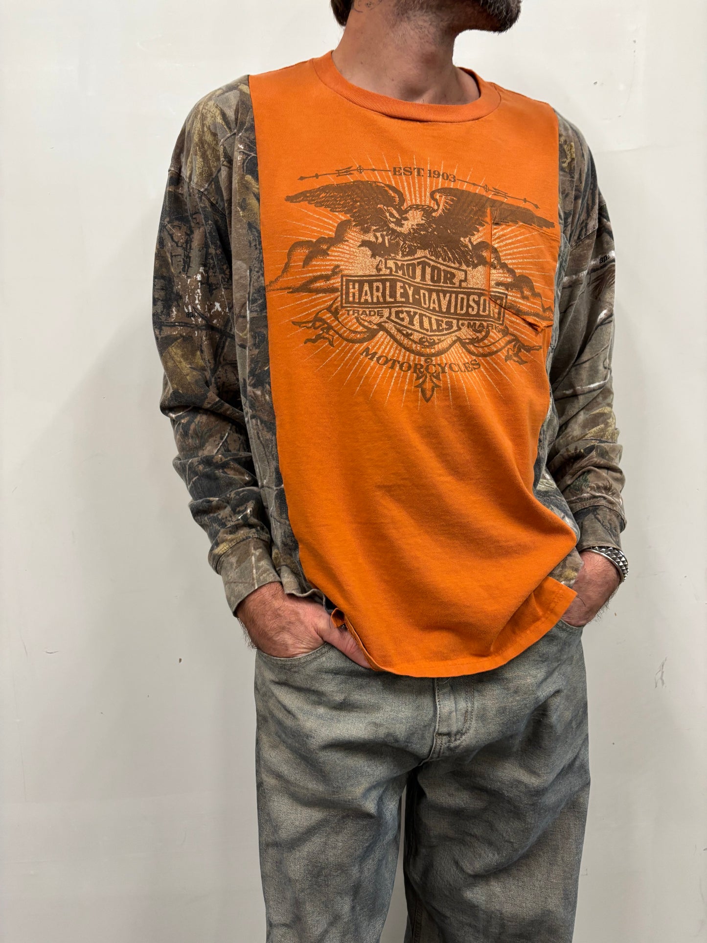 Reworked Harley Davidson Camo Shirt