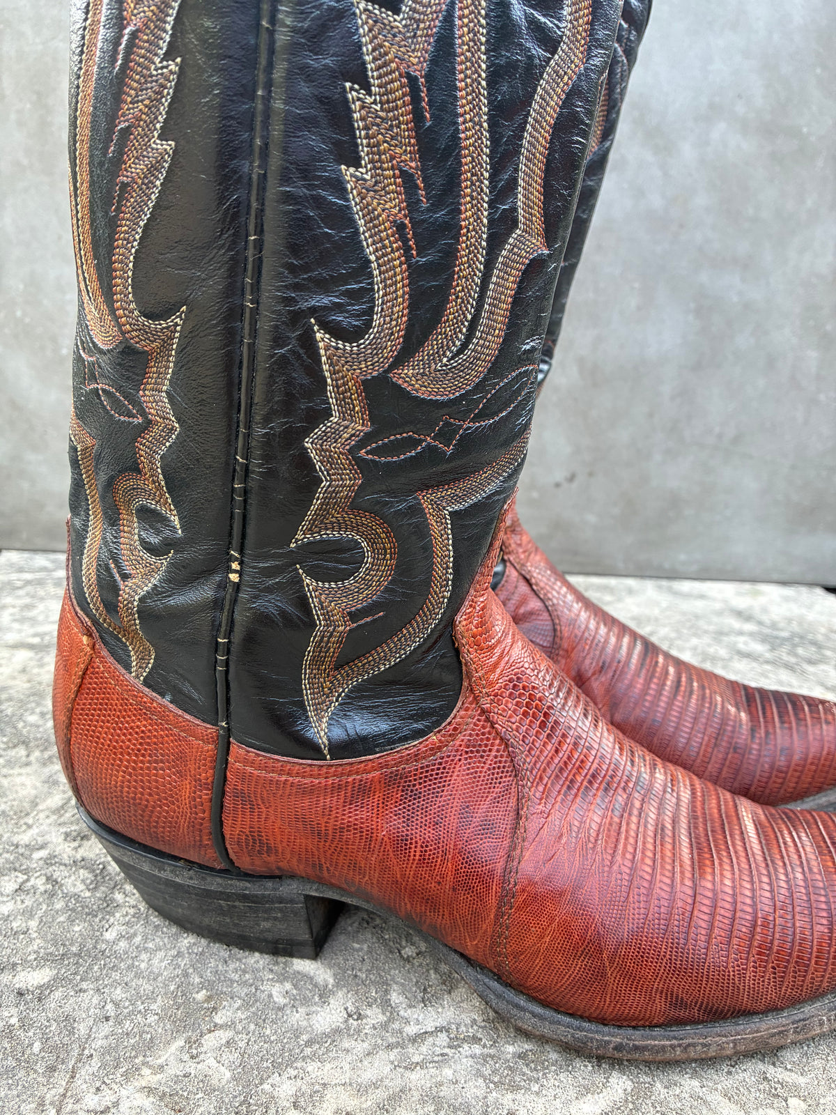 Vintage Tony Lama Brown Lizard Cowboy Boots