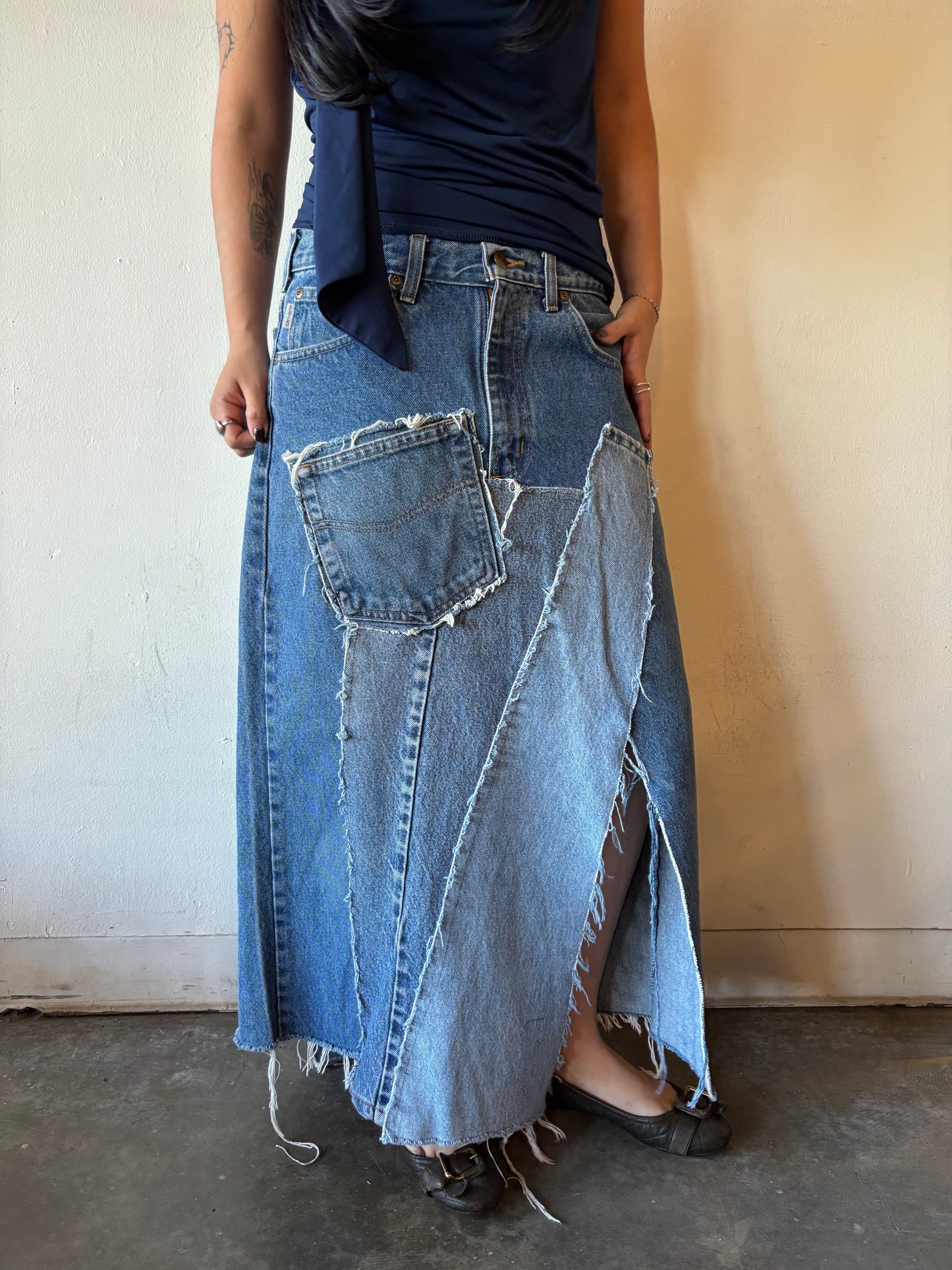 Reworked Carhartt Denim Patchwork Skirt