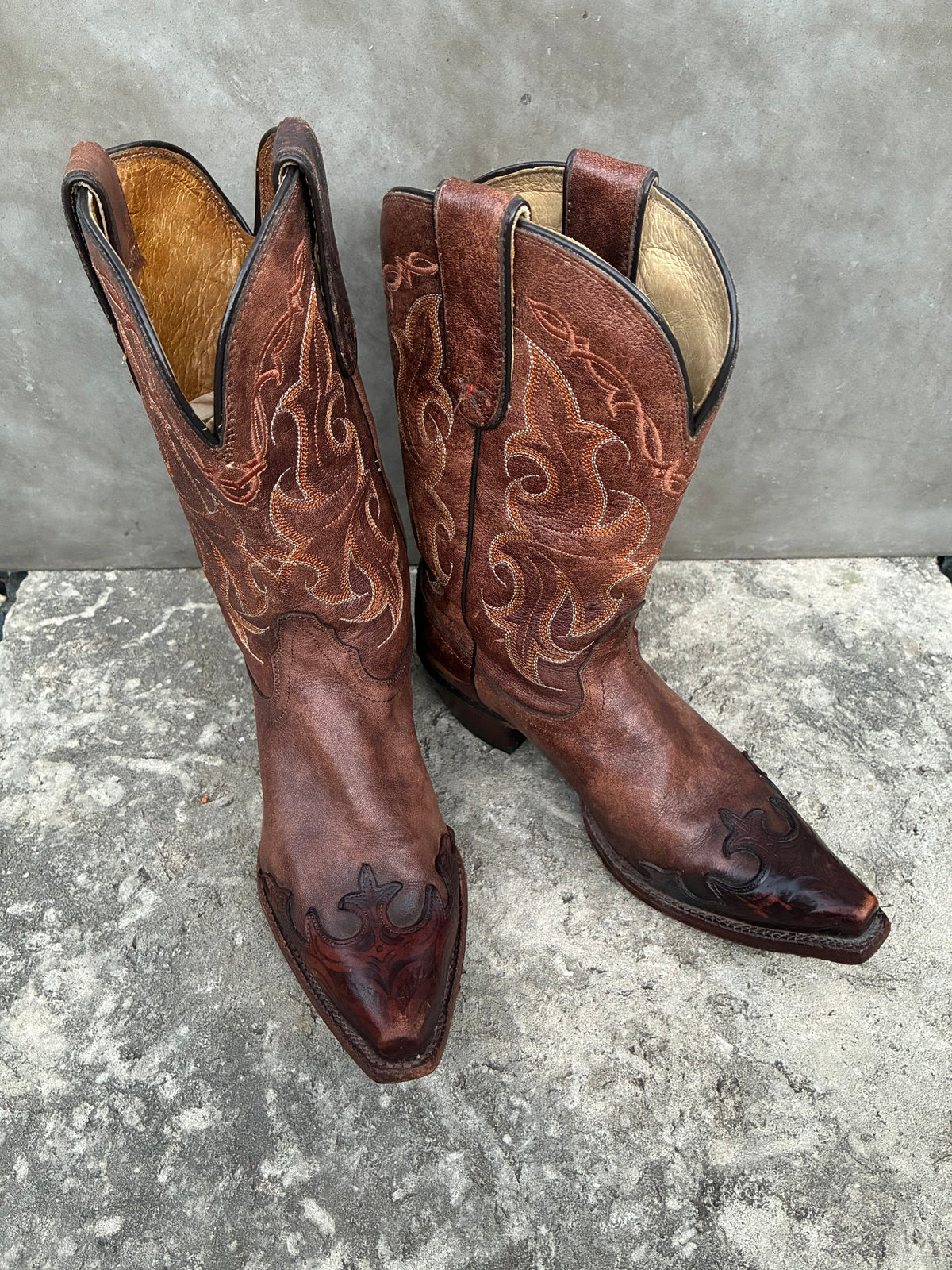 Vintage Brown Tony Lama Leather Cowboy Boots