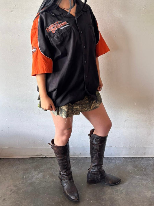 Vintage Harley Davidson Button Up
