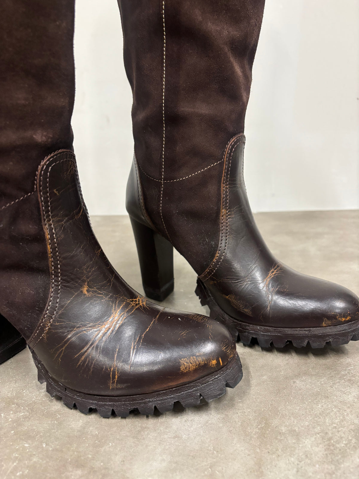 Vintage Brown RAFE Leather Knee High Boots