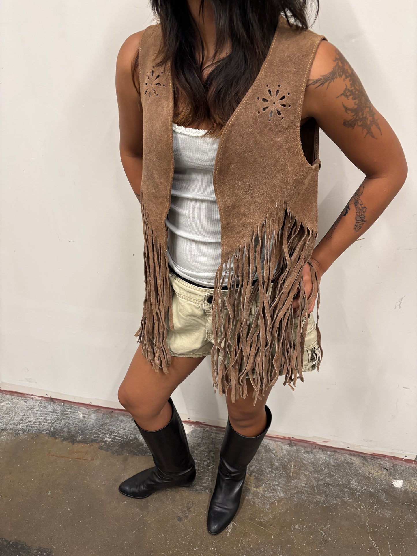 Vintage Suede Fringe Vest