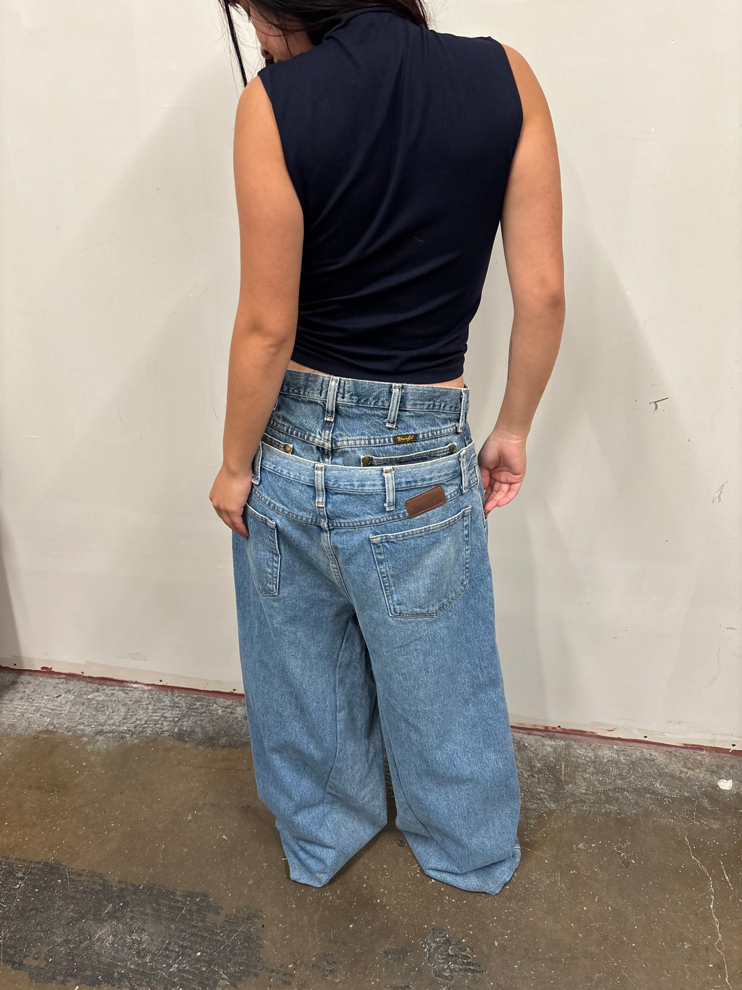Reworked Double Denim Jeans