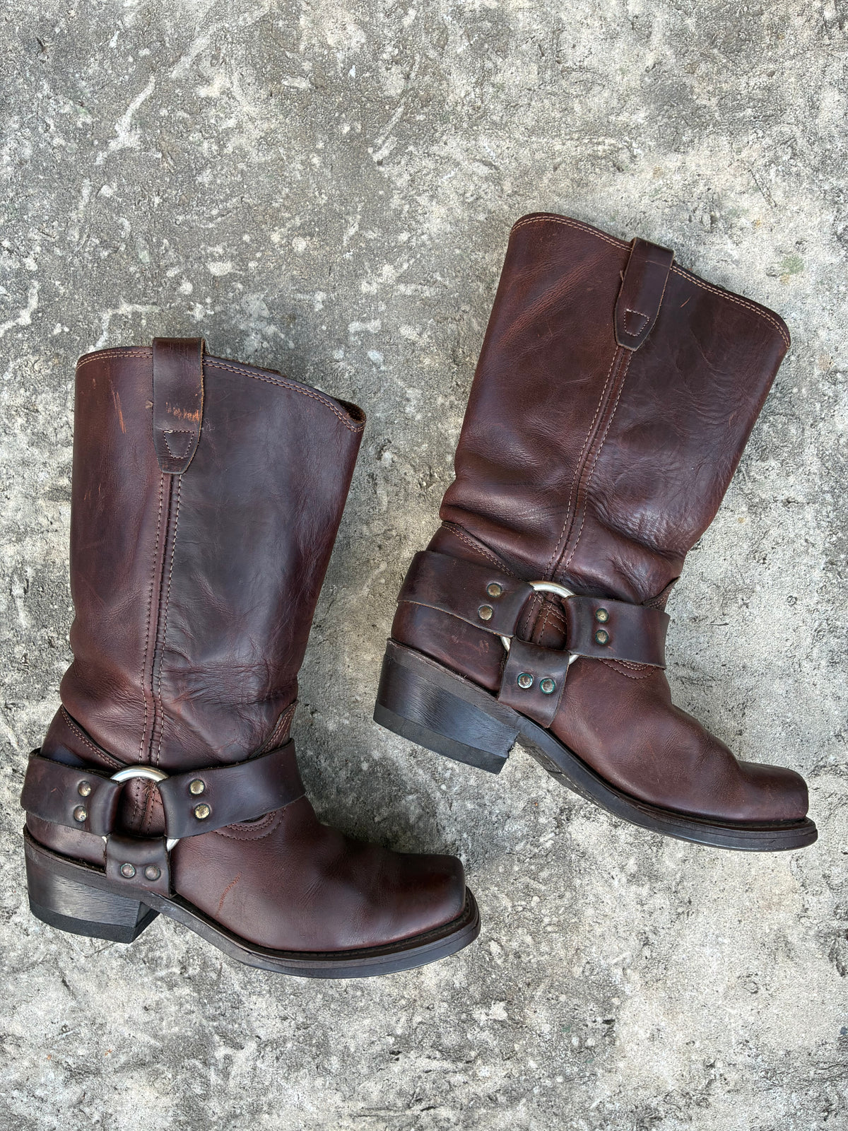 Vintage Durango Brown Leather Harness Boots