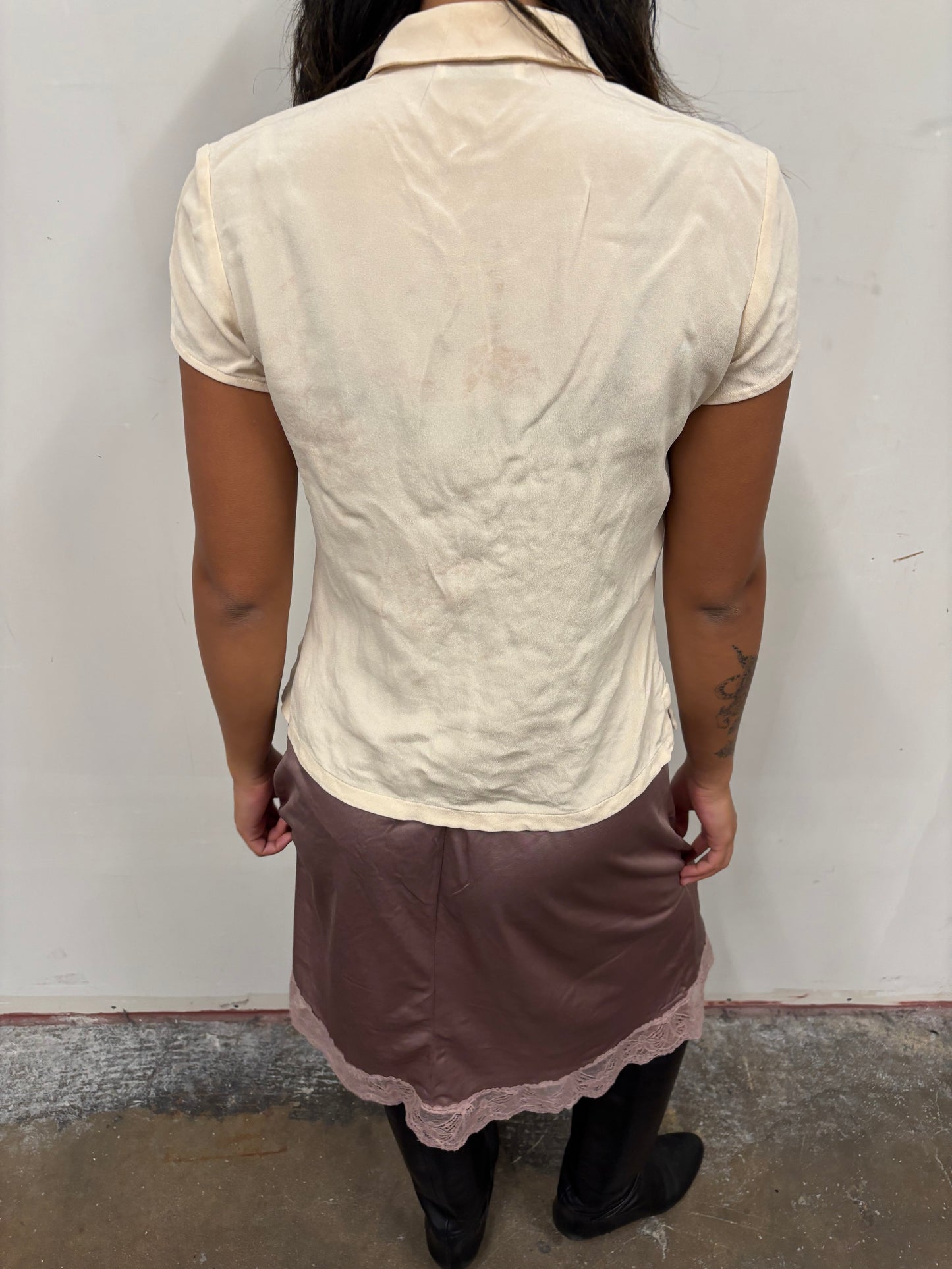 Ann Taylor Creme Sheer Top