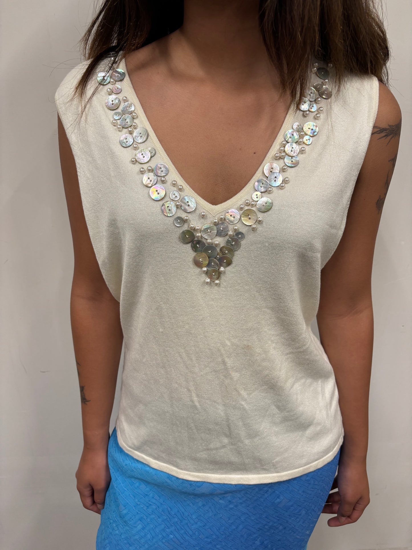 White Tank W/ Button Details