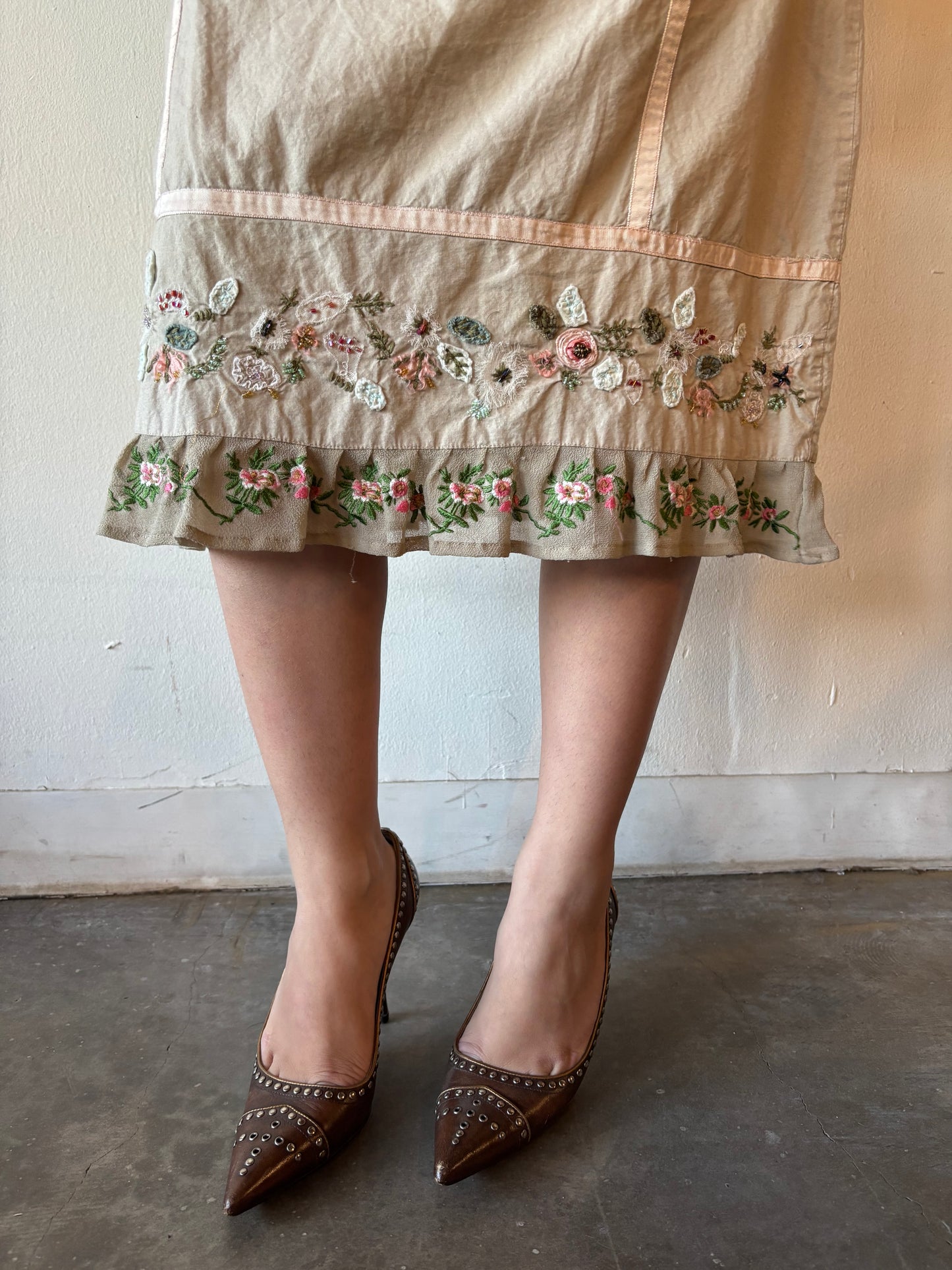 Vintage Floral Midi Skirt