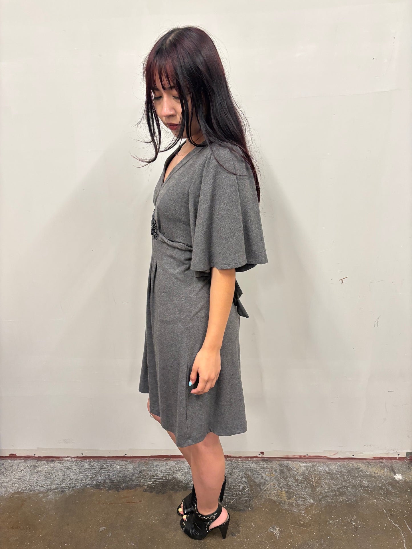 Grey Dress W/ Beaded Dress
