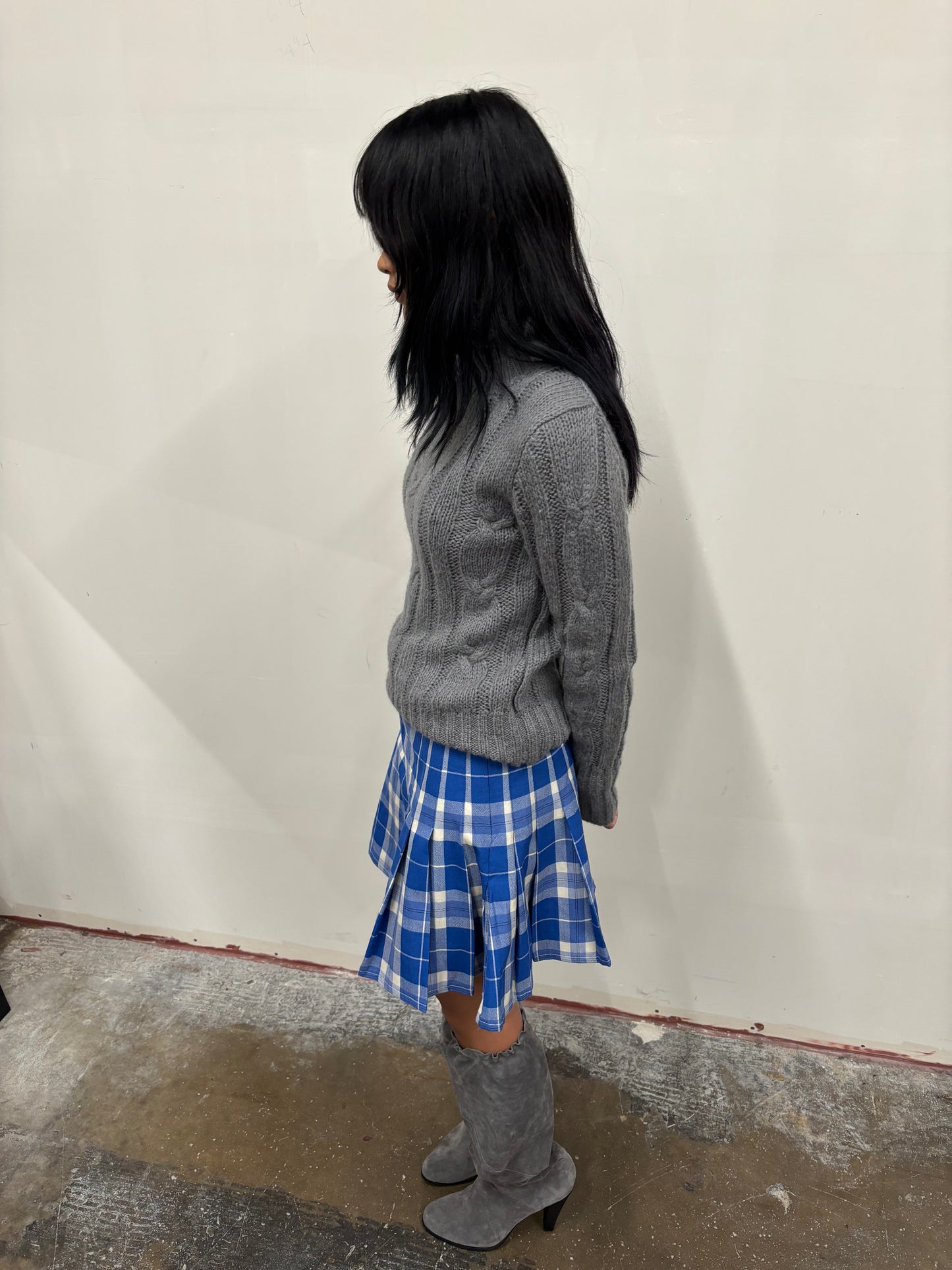 Blue Plaid Skirt