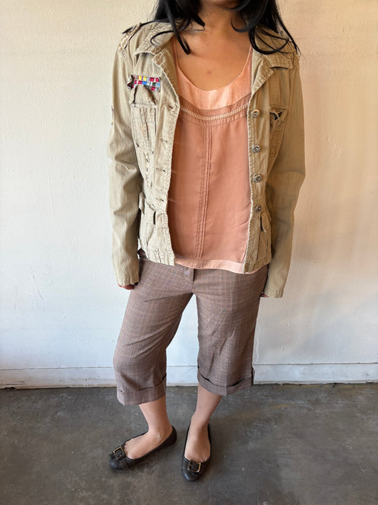 Vintage Brown Plaid Capris