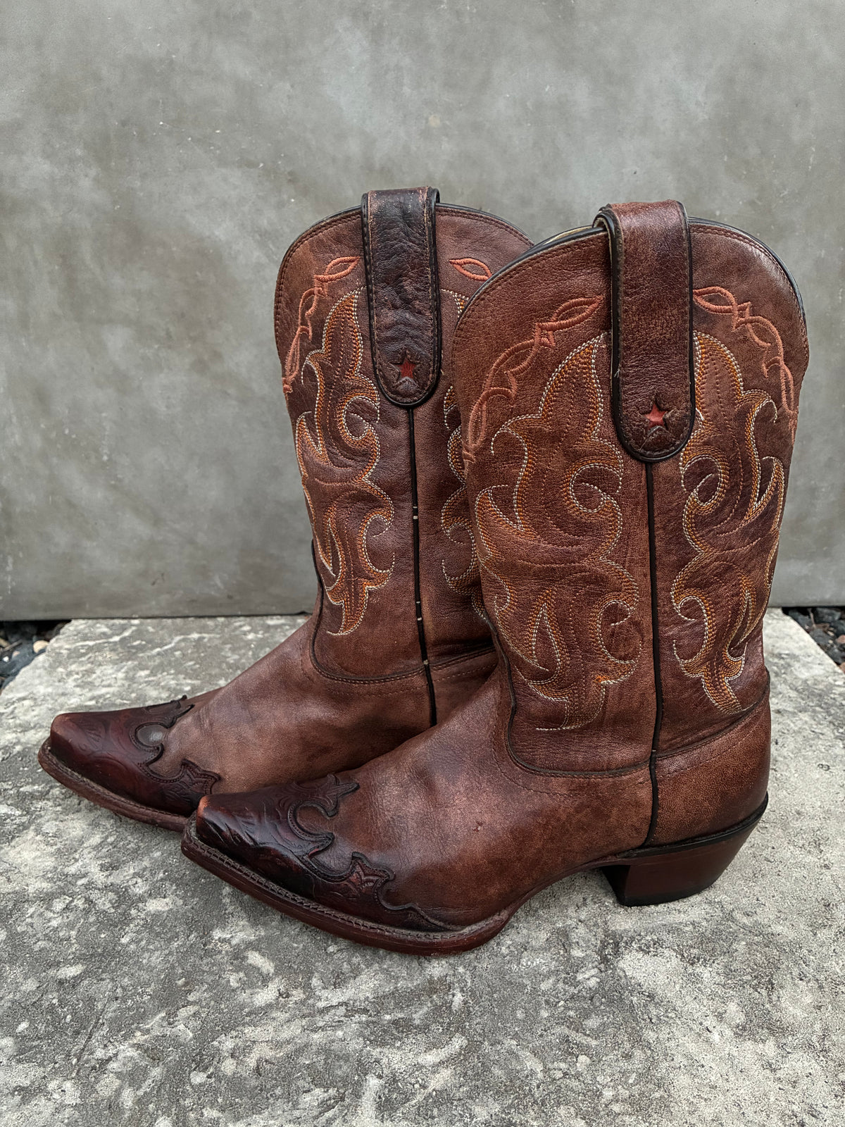 Vintage Brown Tony Lama Leather Cowboy Boots