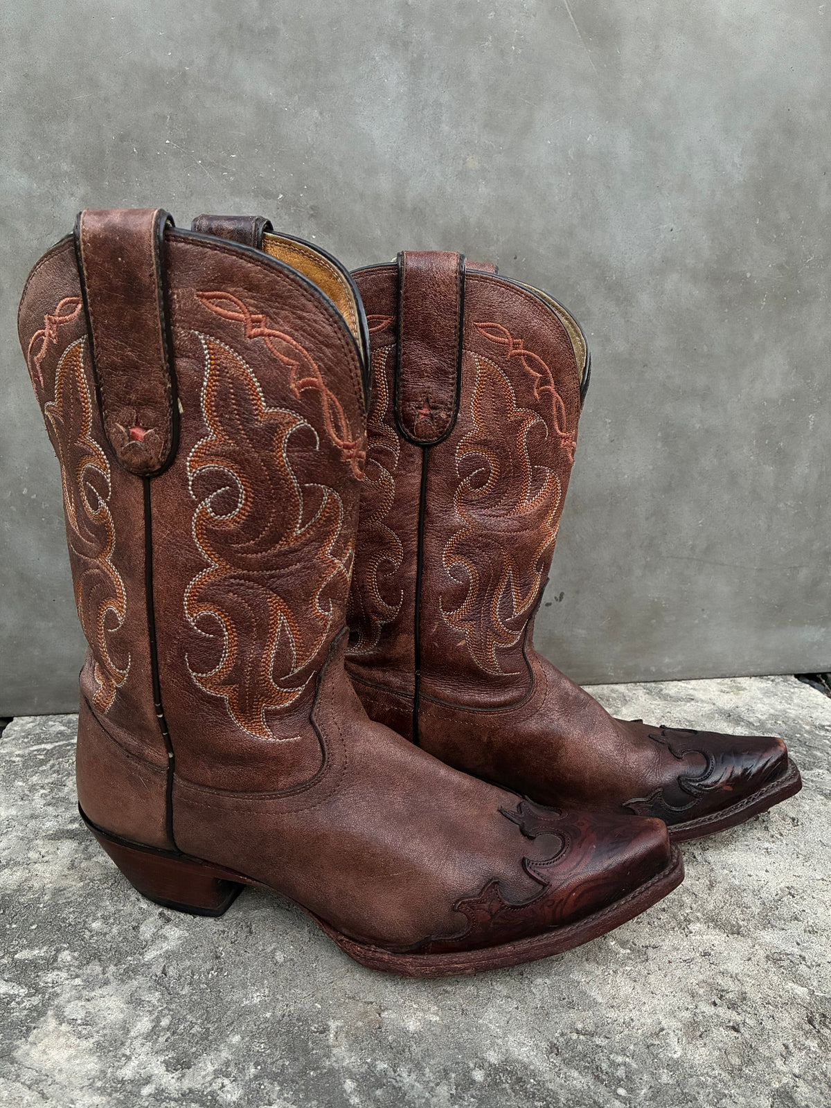 Vintage Brown Tony Lama Leather Cowboy Boots