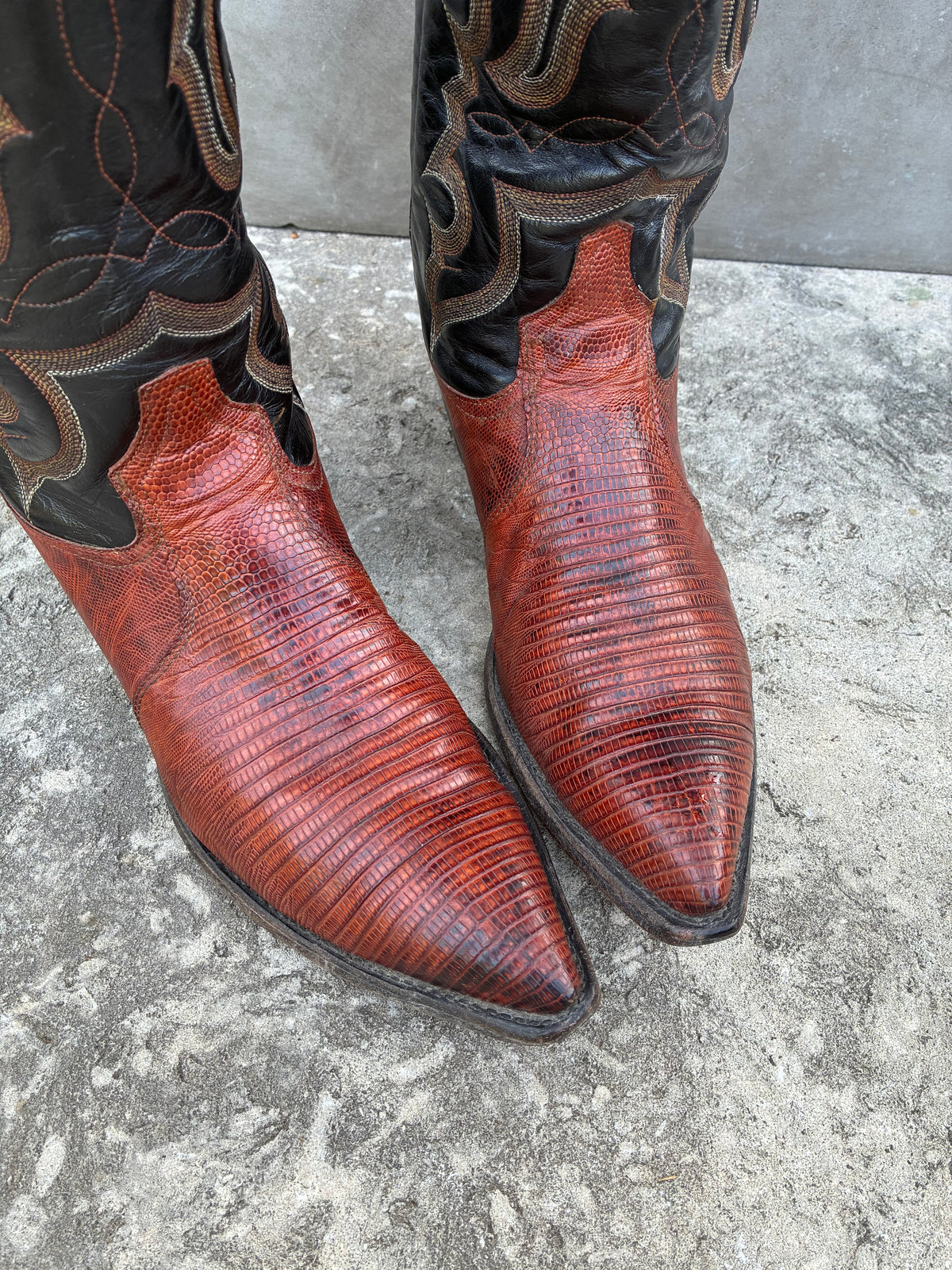 Vintage Tony Lama Brown Lizard Cowboy Boots