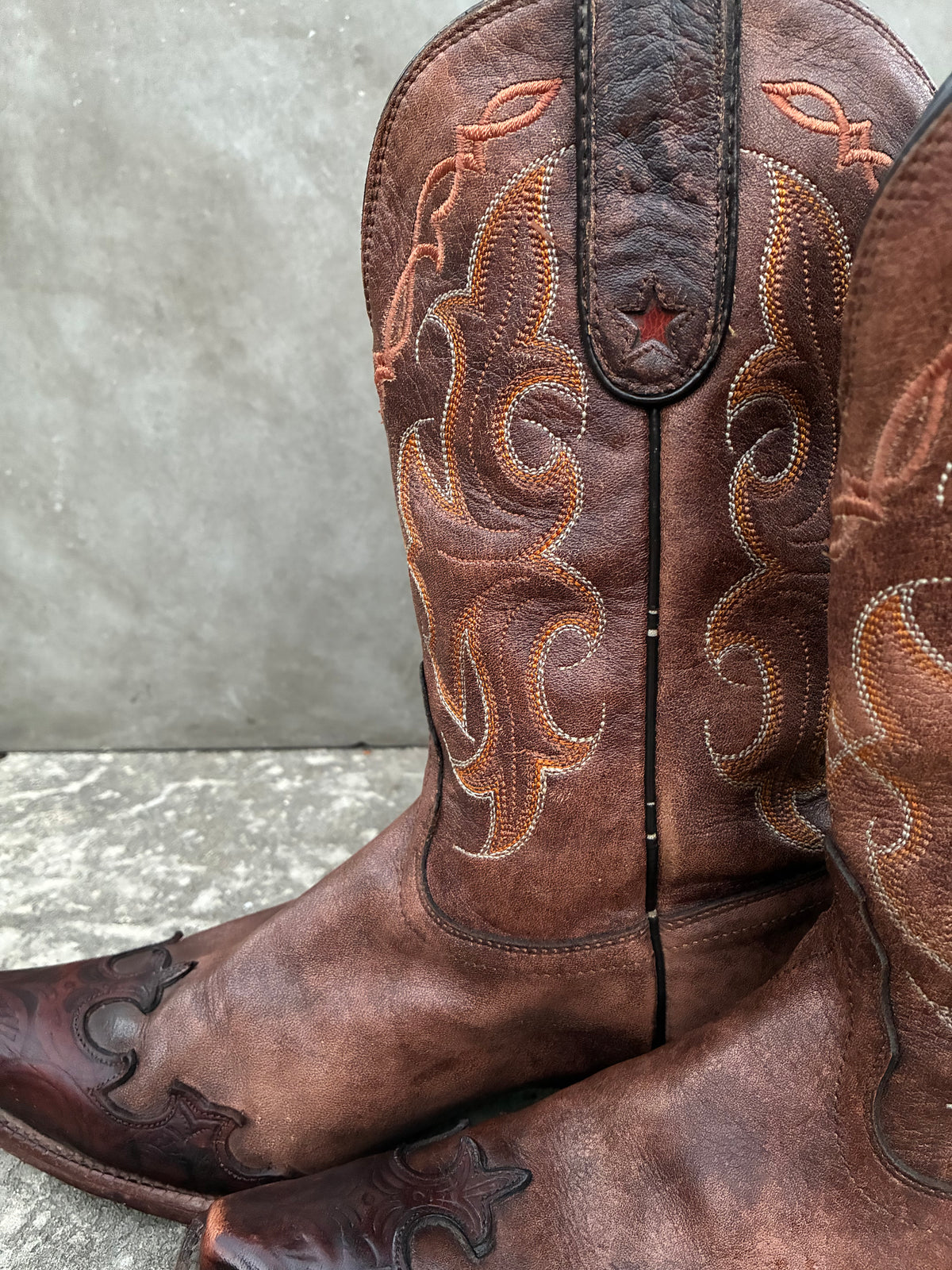 Vintage Brown Tony Lama Leather Cowboy Boots
