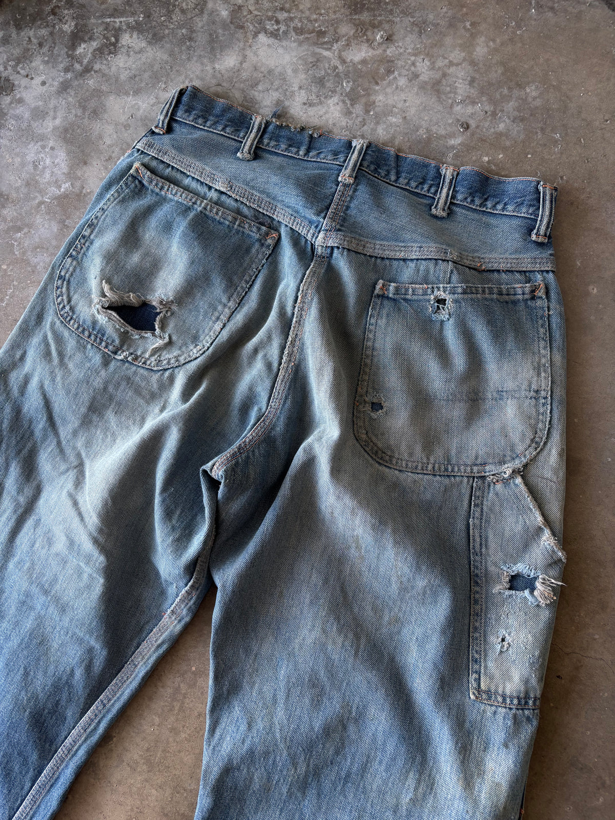 Vintage 1970s Big Mac Distressed Faded Repaired Denim
