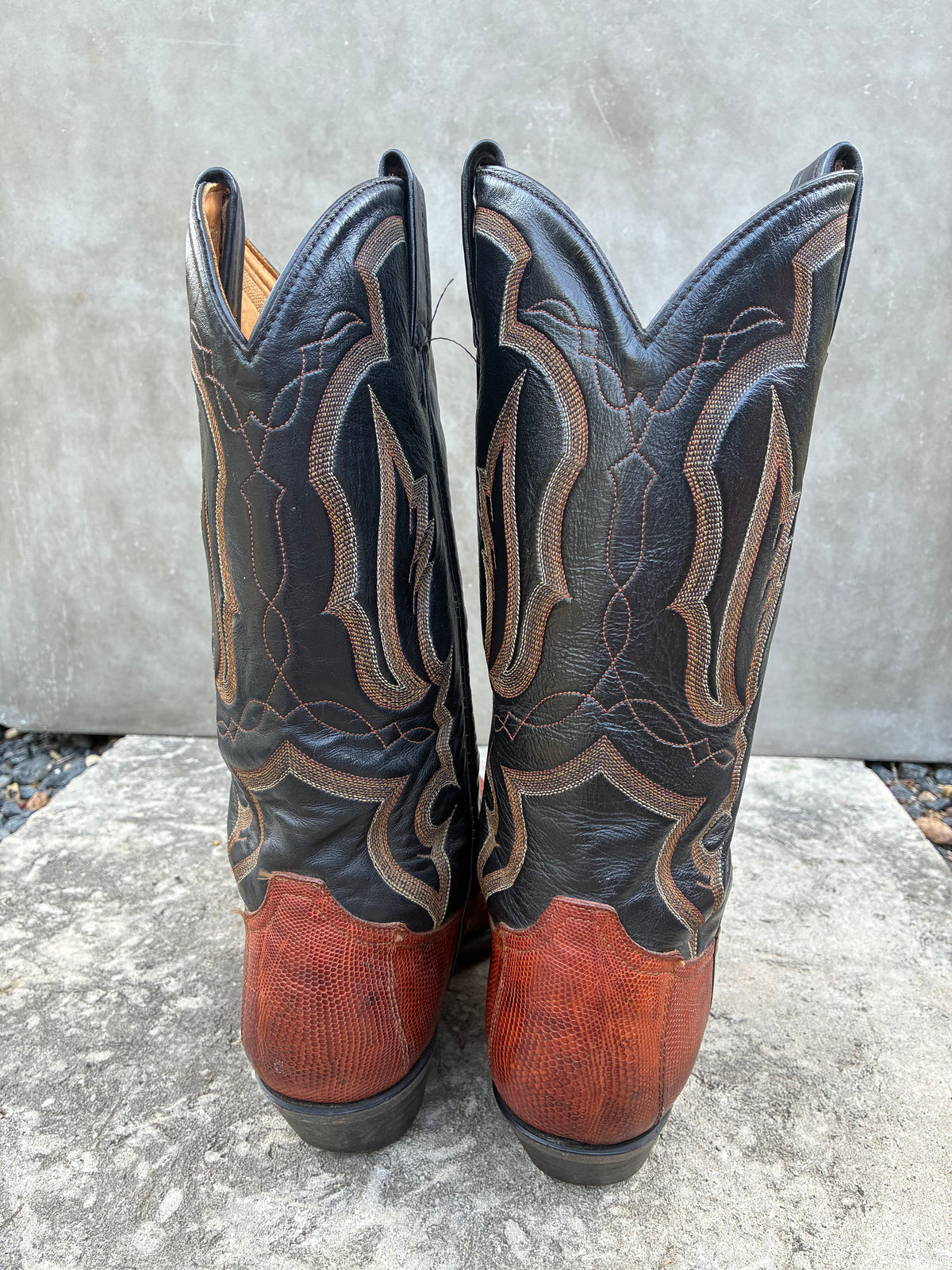 Vintage Tony Lama Brown Lizard Cowboy Boots