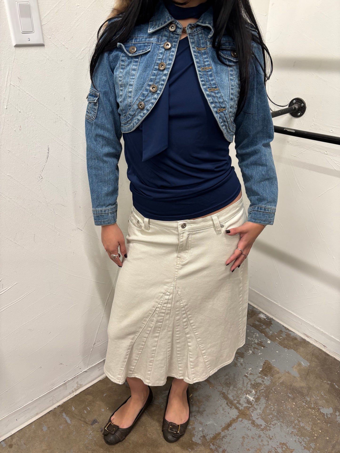 Vintage Paris Blues Denim Cropped Jacket