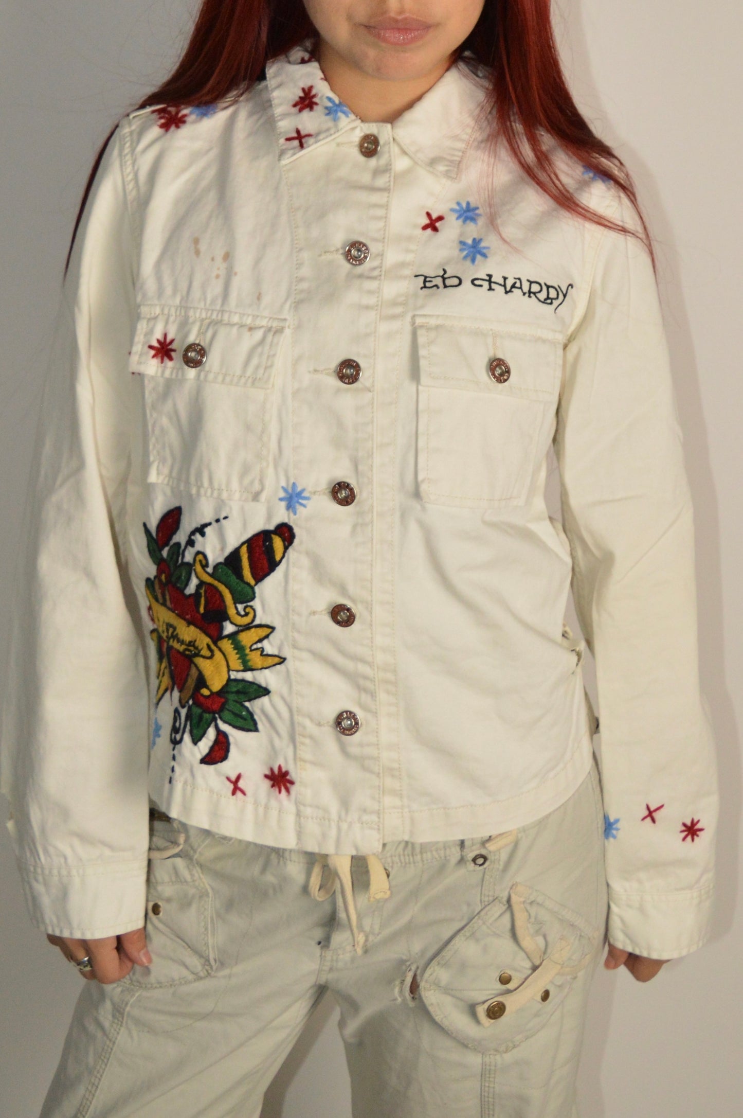 Vintage Ed Hardy Knitted White Jacket