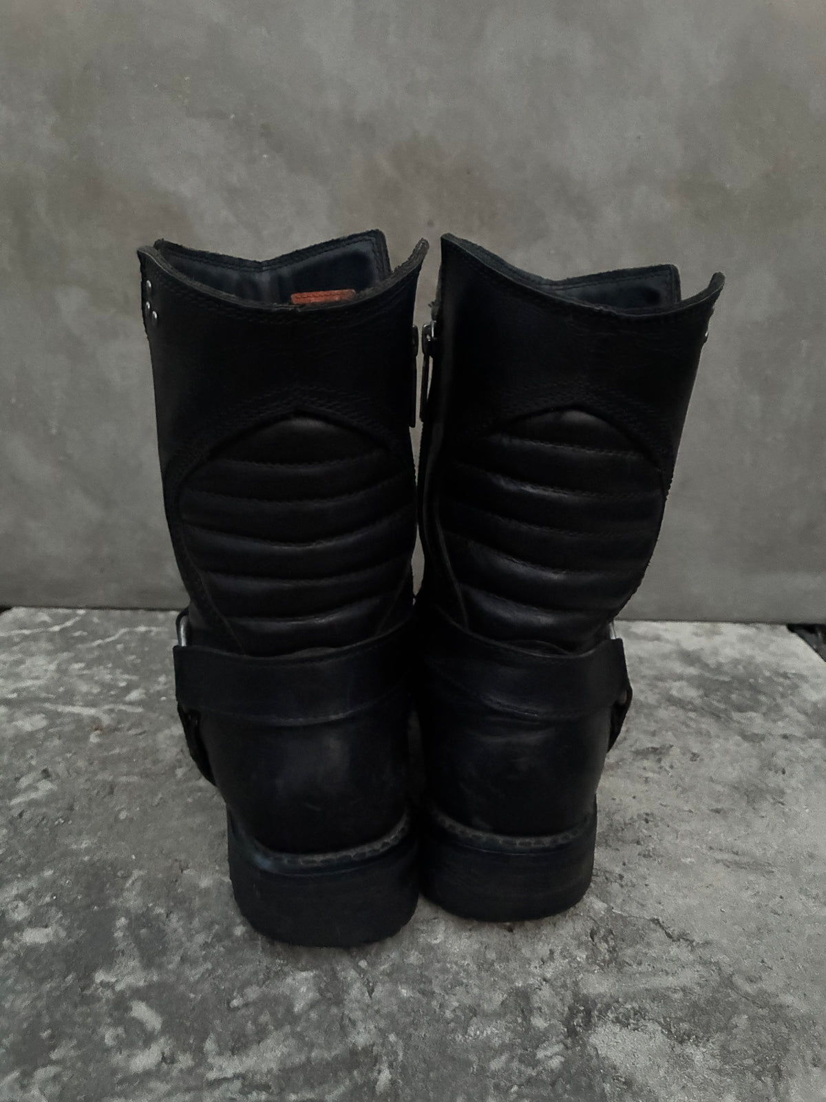 Vintage Harley Davidson Black Leather Moto Boots
