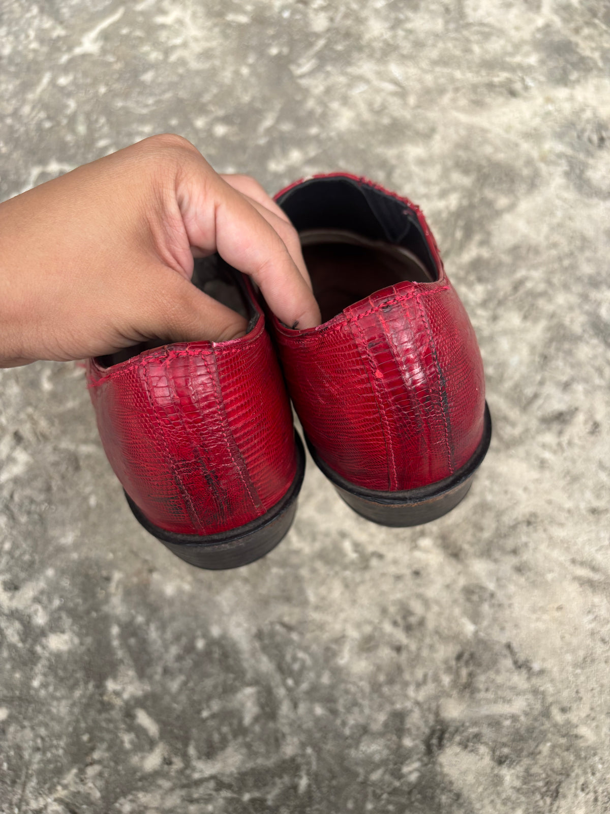 Vintage Nocona Red Lizard Ankle Boots
