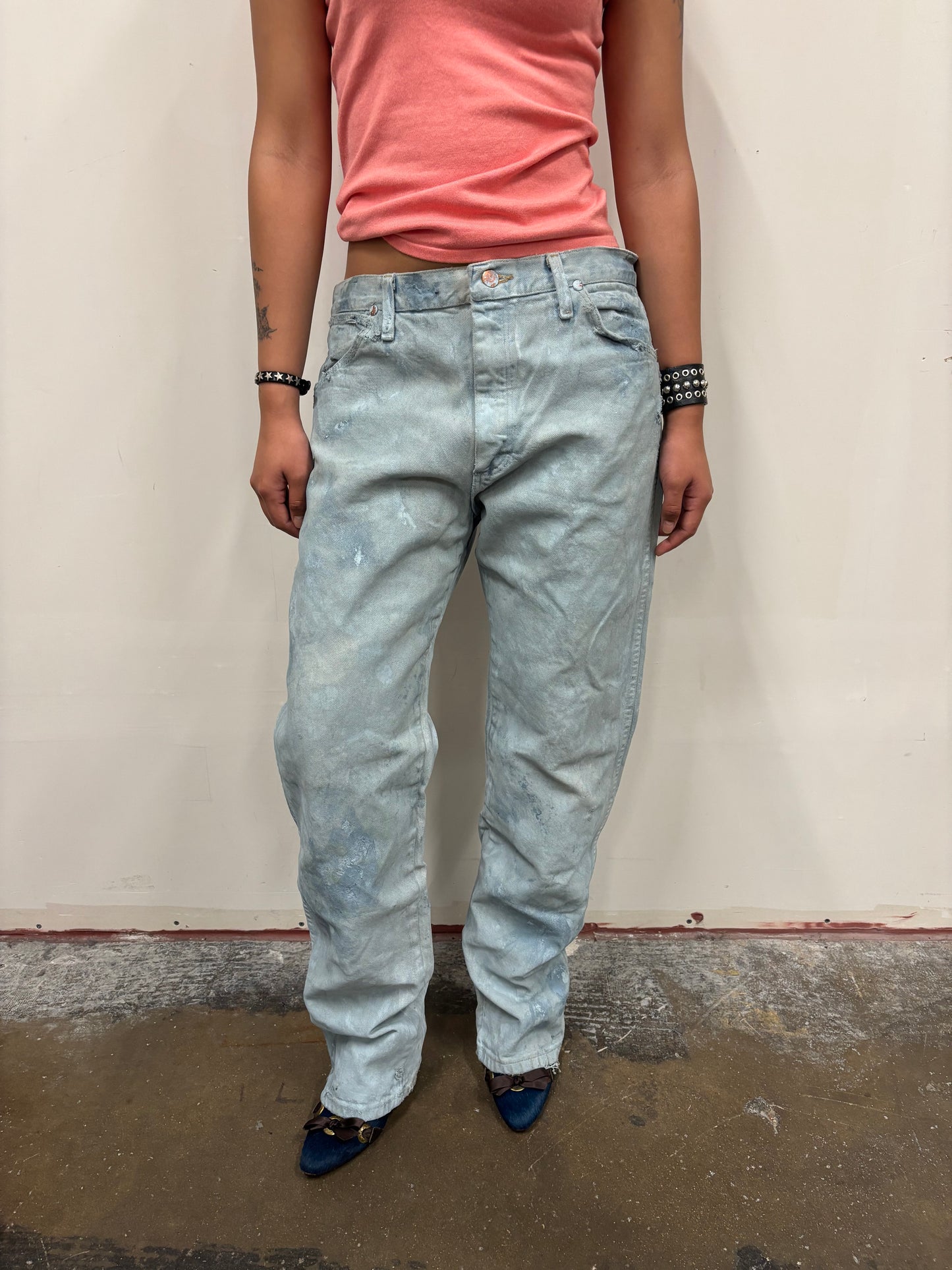 Vintage Wrangler Hand Painted Blue Jeans
