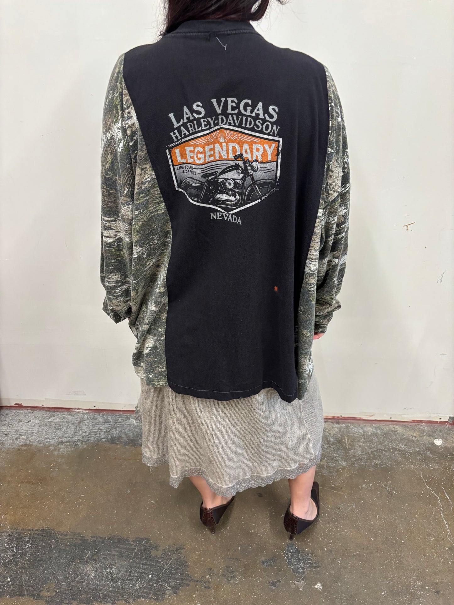 Reworked Harley Davidson Camo Shirt